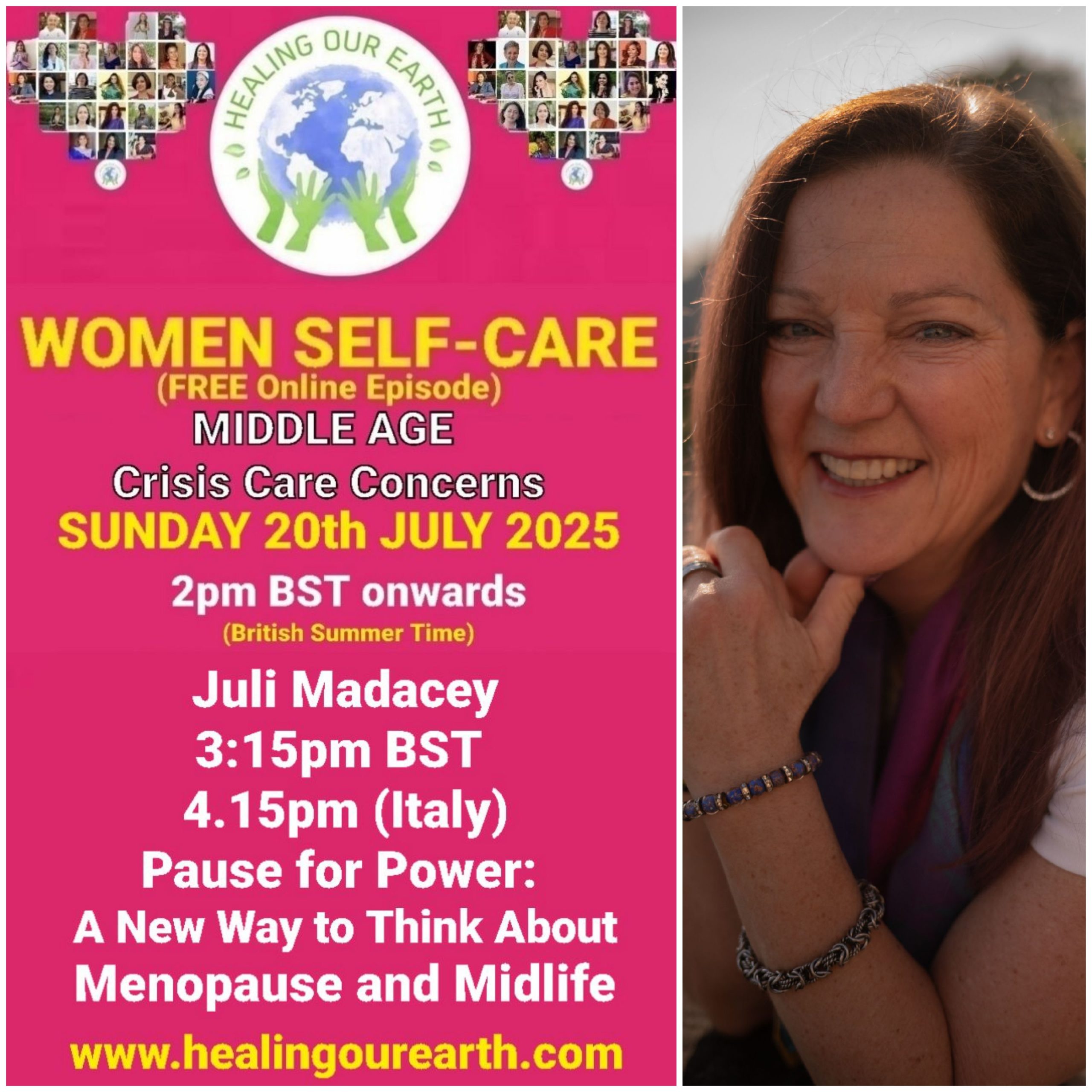 Promotional poster for "GL Women: Enhancing Better Womenhood" event on December 1, 2024, at 2 PM GMT. Features a photo of Dr. Anjali Agarwal, who is listed as co-host and resident panelist. Website: www.healingourearth.com. Background collage of women's photos.