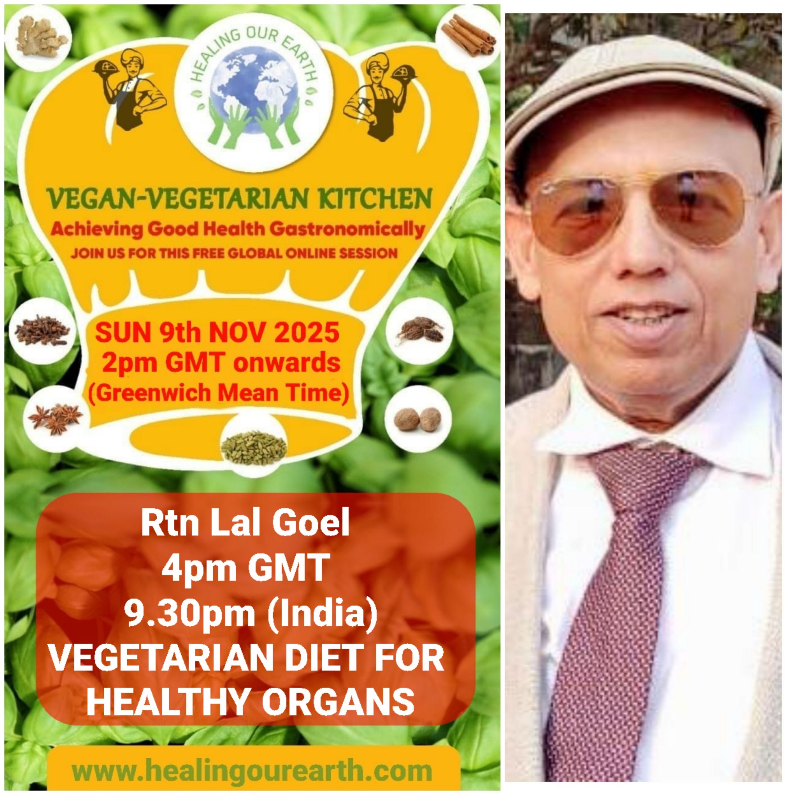 Poster for a vegan-vegetarian online event featuring Dinah Salonga, on Sunday, 23rd March at 2pm GMT. The topic is "Nutrition and Sleep: Diet’s Effect on Sleep." Includes event details, time conversions, logos, and a photo of a person smiling in a casual setting.
