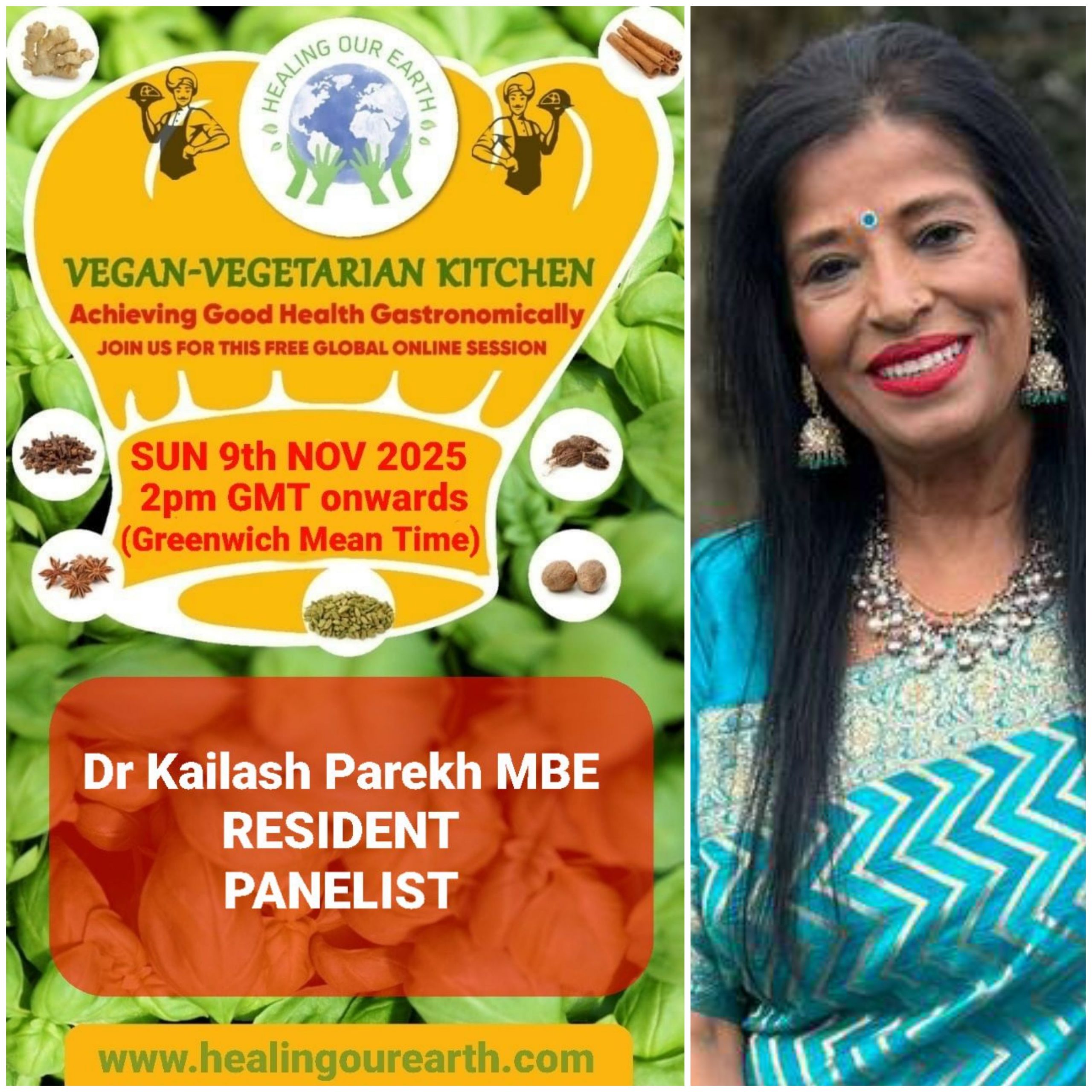 Poster for a vegan-vegetarian online event featuring Dinah Salonga, on Sunday, 23rd March at 2pm GMT. The topic is "Nutrition and Sleep: Diet’s Effect on Sleep." Includes event details, time conversions, logos, and a photo of a person smiling in a casual setting.