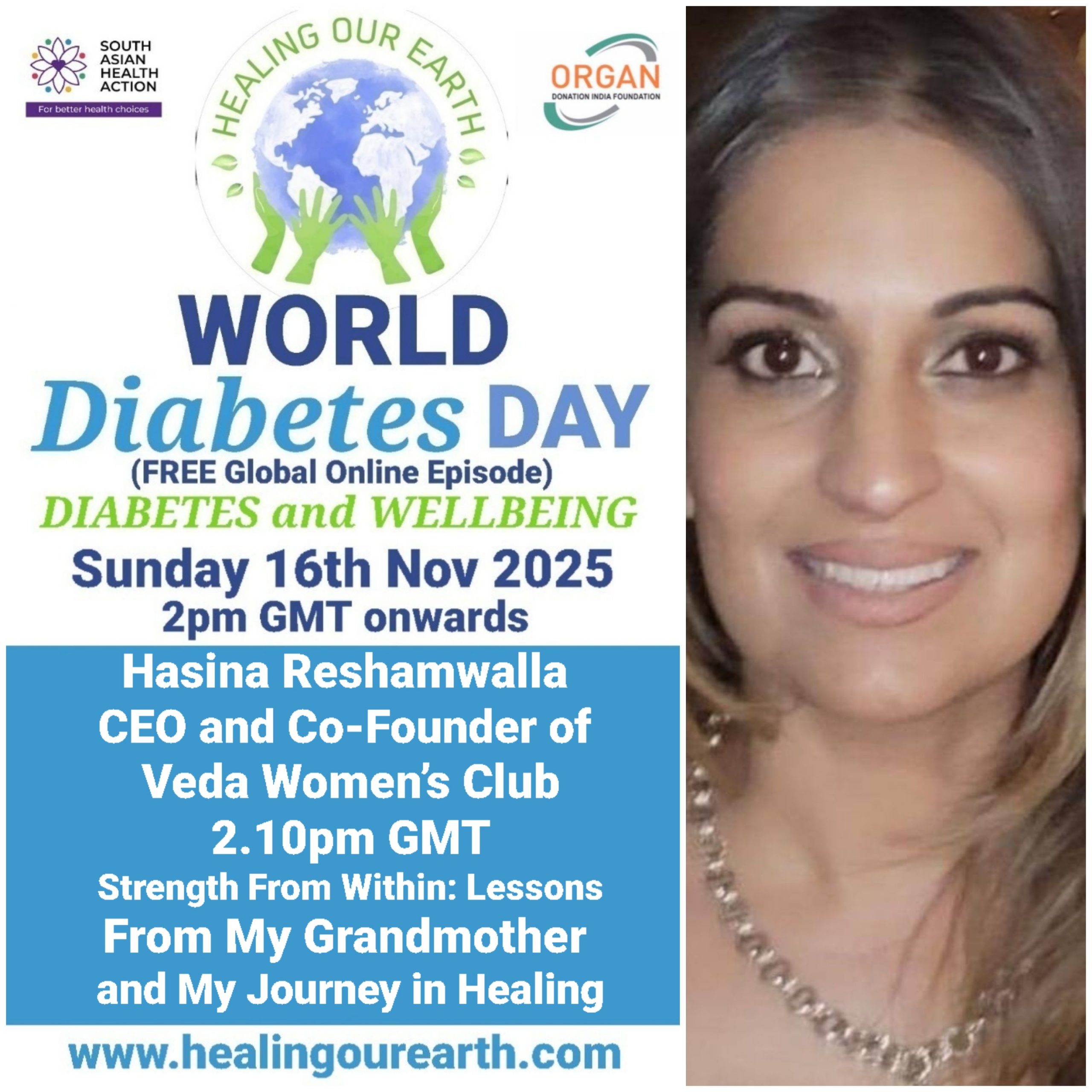 Promotional flyer for KidzNTeenz event by Healing Our Earth featuring Dr. Amrita Sharma. Event details: Sunday, July 14, 2024, at 2 PM BST (6:30 PM India). Features educational, fun content, and is hosted by senior anchor Dr. Amrita Sharma. The flyer includes a photo of Dr. Sharma and event details.