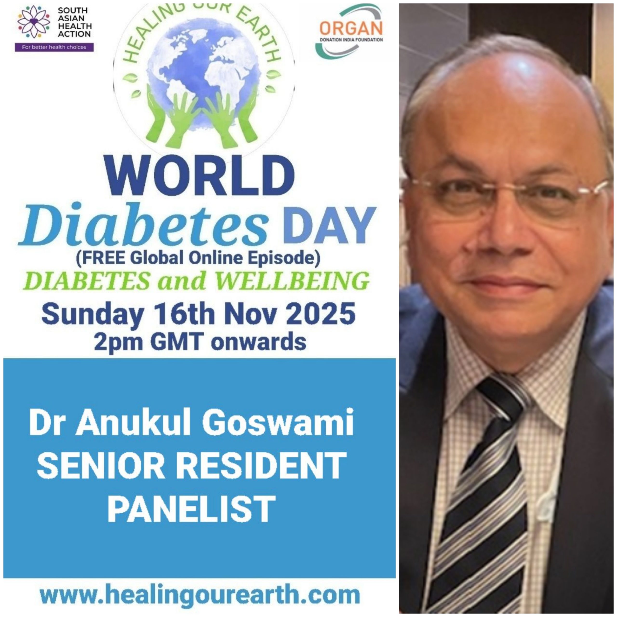 Promotional flyer for KidzNTeenz event by Healing Our Earth featuring Dr. Amrita Sharma. Event details: Sunday, July 14, 2024, at 2 PM BST (6:30 PM India). Features educational, fun content, and is hosted by senior anchor Dr. Amrita Sharma. The flyer includes a photo of Dr. Sharma and event details.