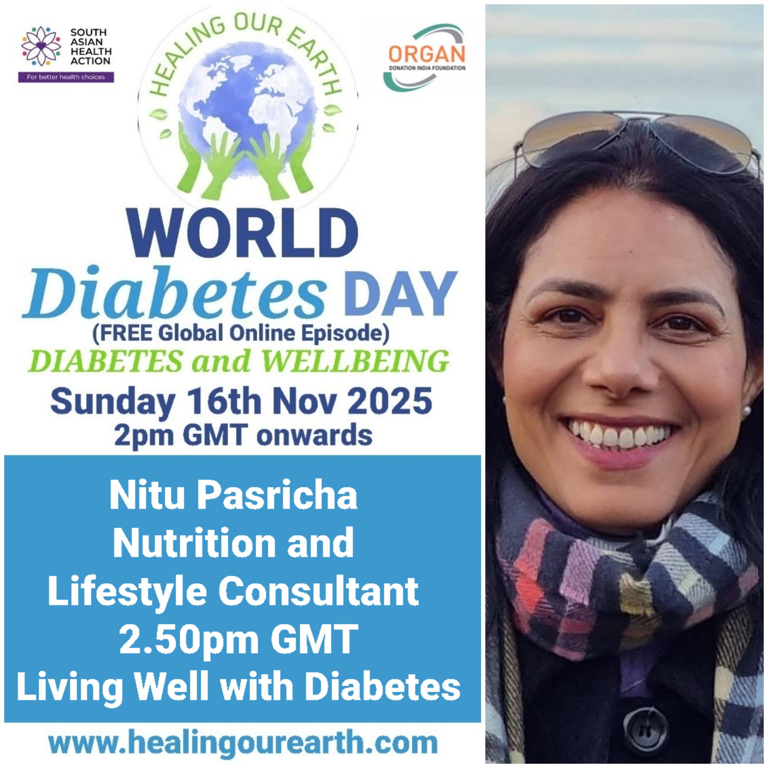 Promotional flyer for KidzNTeenz event by Healing Our Earth featuring Dr. Amrita Sharma. Event details: Sunday, July 14, 2024, at 2 PM BST (6:30 PM India). Features educational, fun content, and is hosted by senior anchor Dr. Amrita Sharma. The flyer includes a photo of Dr. Sharma and event details.