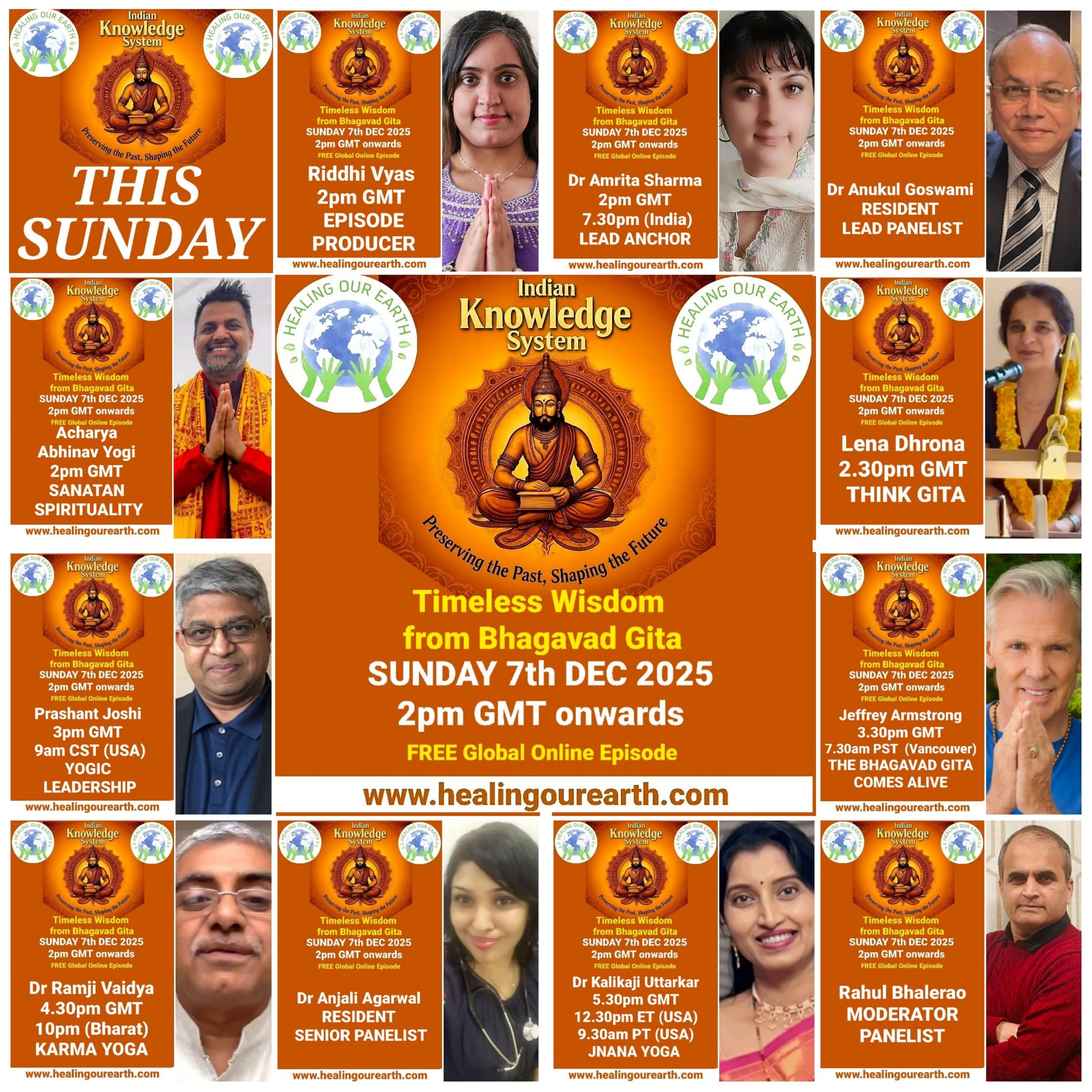 The image is a poster for a "Post COP29" online event on sustainable fashion, scheduled for Sunday, 24th November 2024, at 2pm GMT. It features a smiling woman in traditional attire next to text with event details, organized by healingourearth.com.