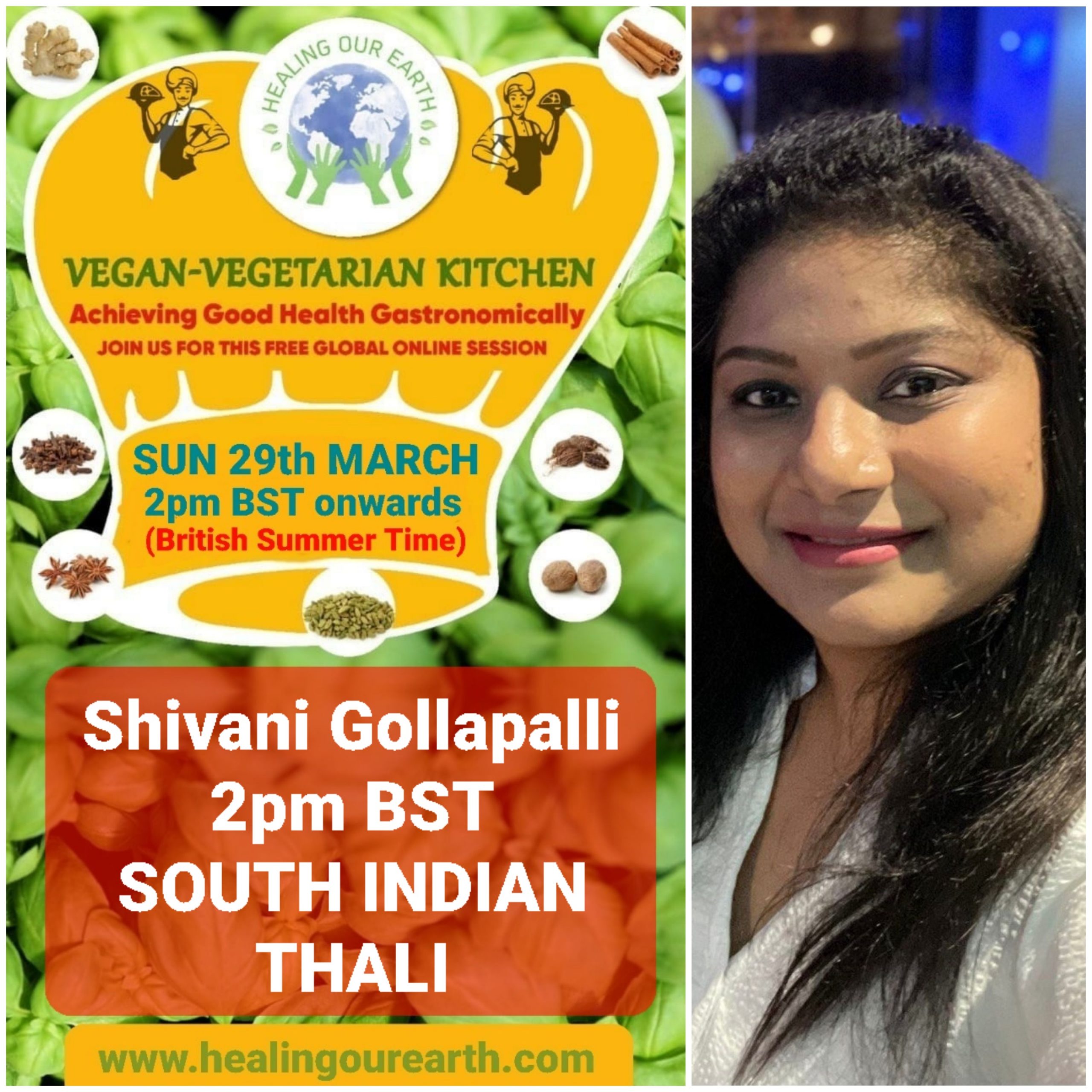 Poster for a vegan-vegetarian online event featuring Dinah Salonga, on Sunday, 23rd March at 2pm GMT. The topic is "Nutrition and Sleep: Diet’s Effect on Sleep." Includes event details, time conversions, logos, and a photo of a person smiling in a casual setting.