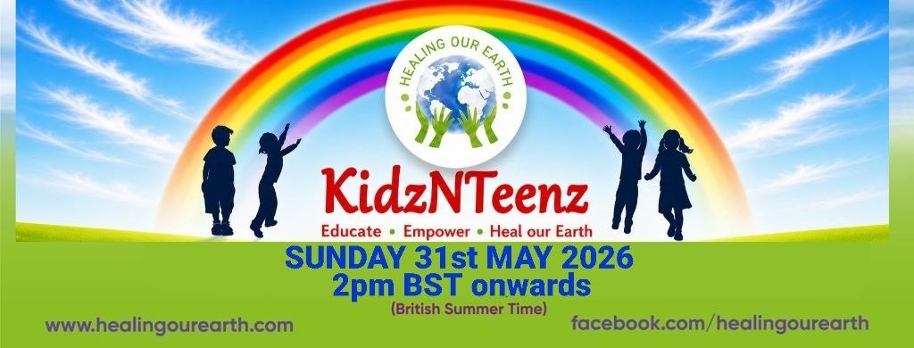 Promotional banner for kidznteenz event, featuring silhouettes of children playing, with event details for a free online session on sunday, june 15, 2024.