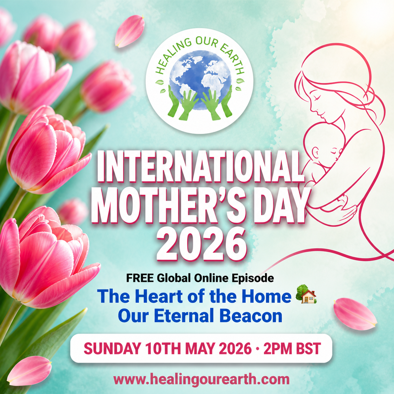 Promotional image for a Tai Chi and Qigong event. The title "Harmony of Ancient Health Cultures" is featured prominently. The event is on Sunday, 23rd February 2025, starting at 2pm GMT. Includes website: www.healingourearth.com. Features yin-yang symbols and Earth graphics.