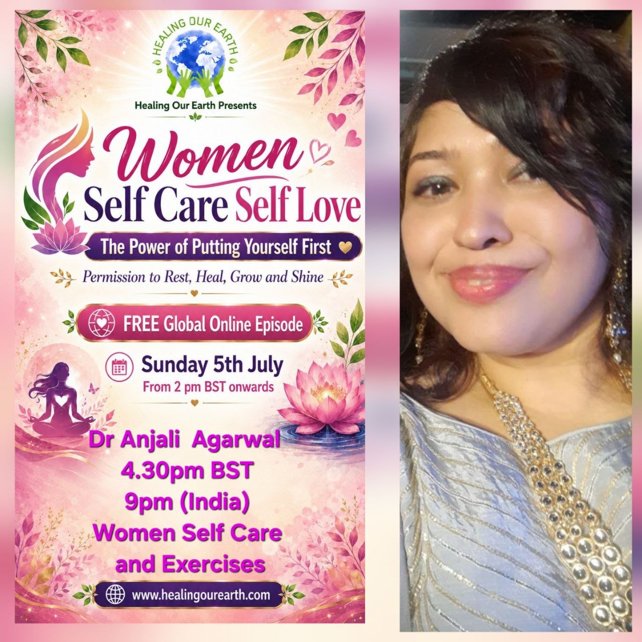 Dr Anjali Agarwal speaking on women's self care and exercises.