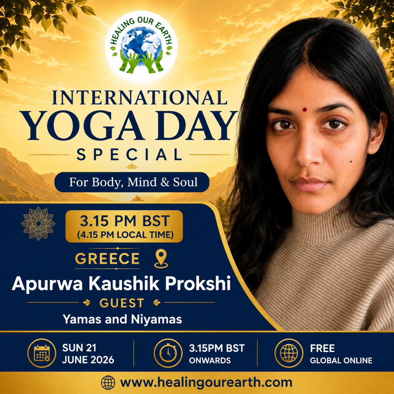 Apurwa Kaushik Prokshi — International Yoga Day Special, Healing Our Earth