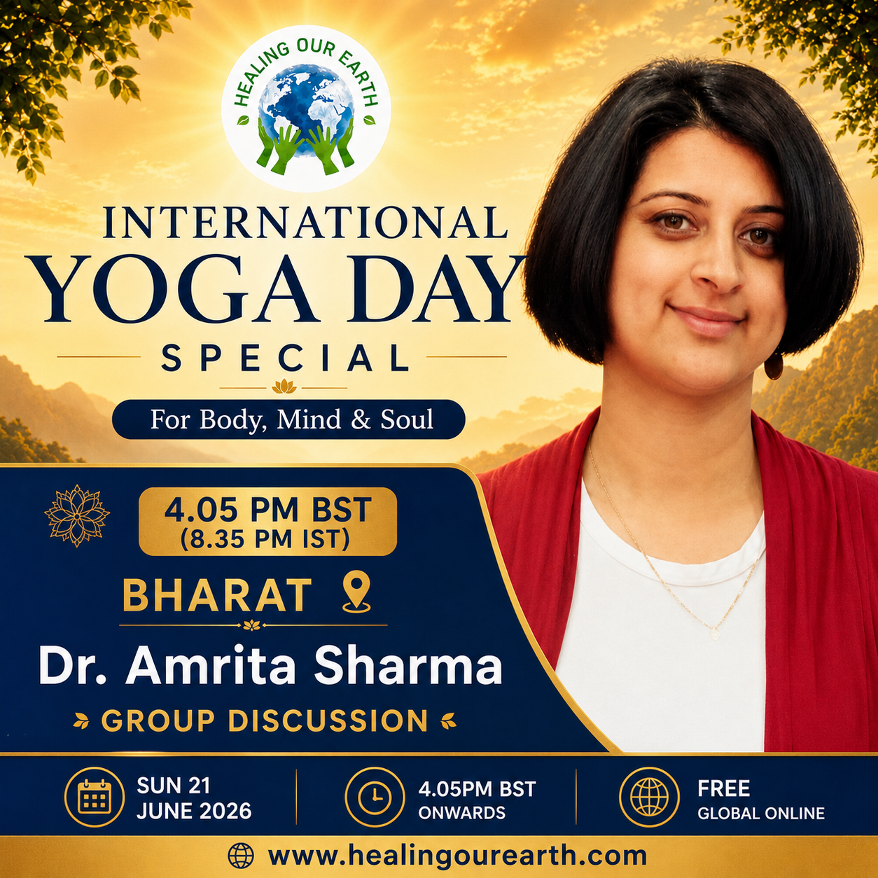Dr Amrita Sharma — Group Discussion — International Yoga Day Special, Healing Our Earth