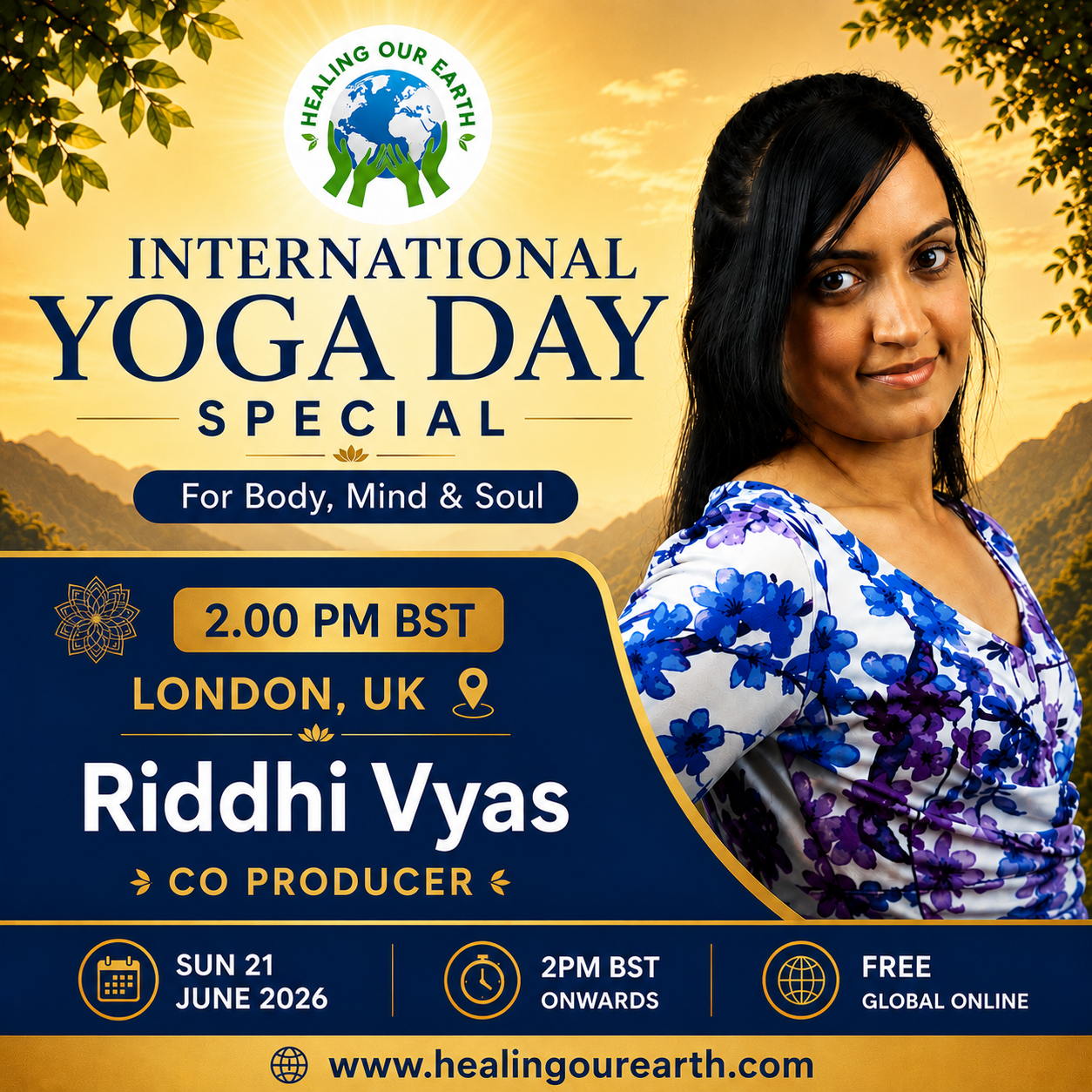 Riddhi Vyas — Co-Producer — International Yoga Day Special, Healing Our Earth