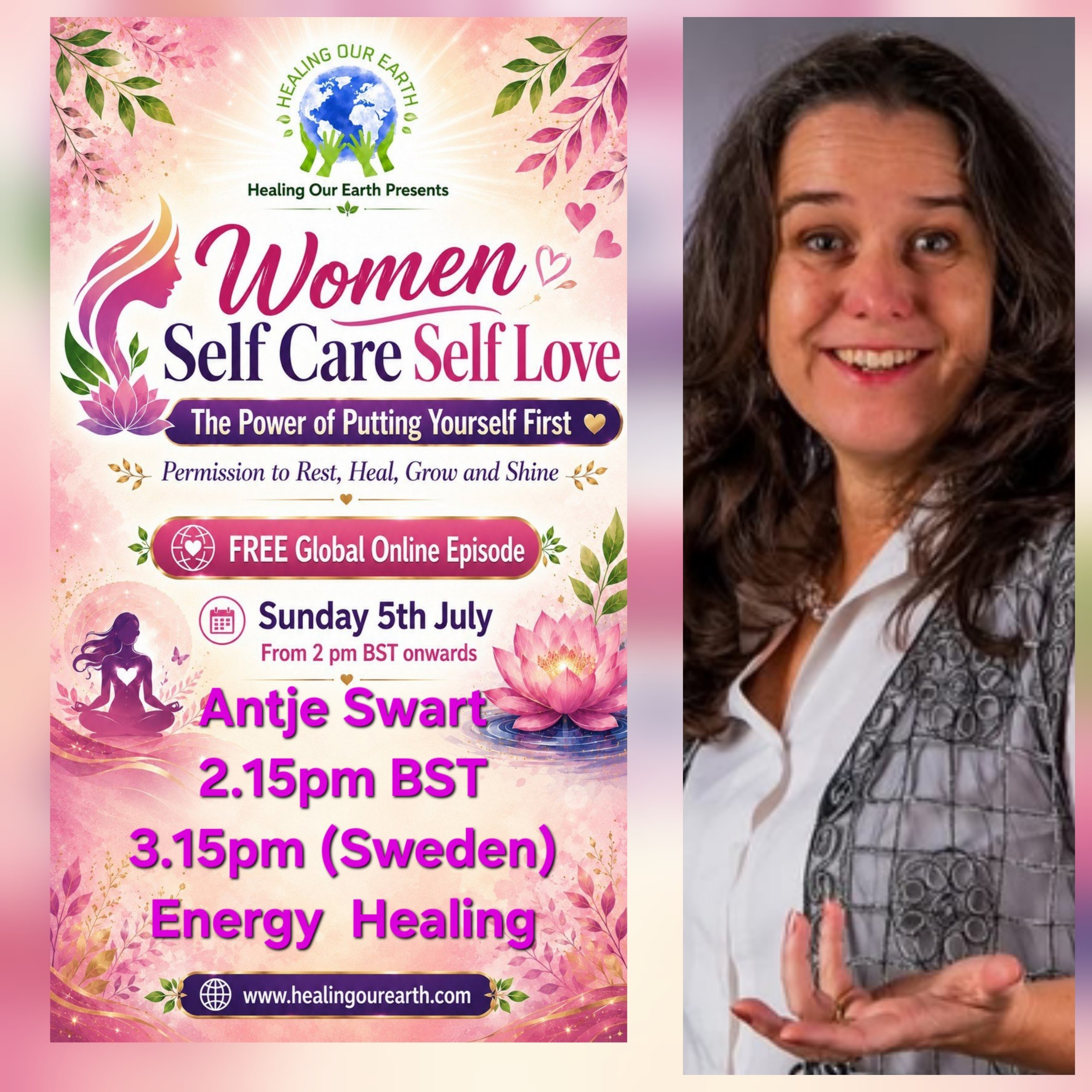 Antje Swart speaking on energy healing.