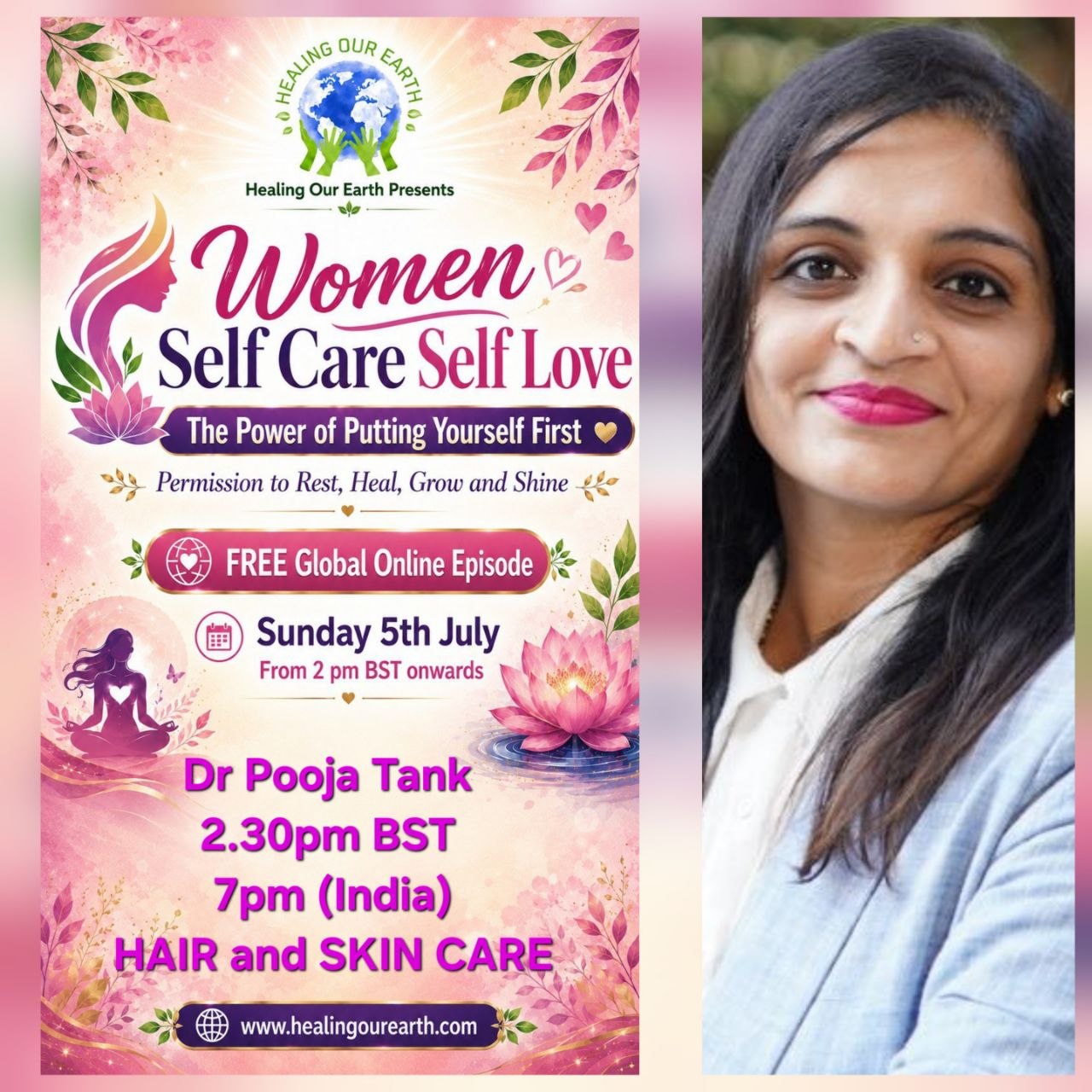 Dr Pooja Tank speaking on hair and skin care.