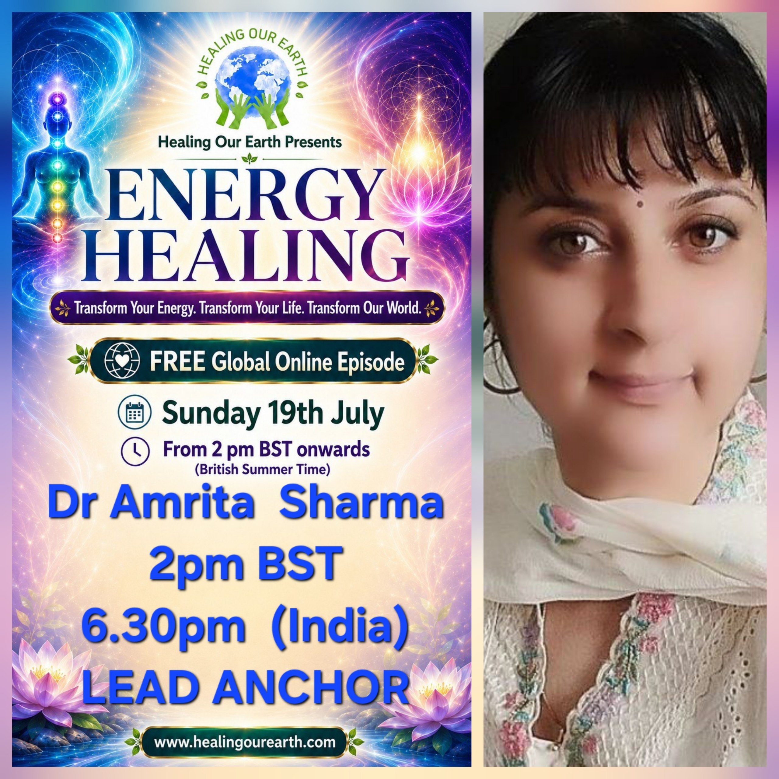 Dr Amrita Sharma, lead anchor for Energy Healing.