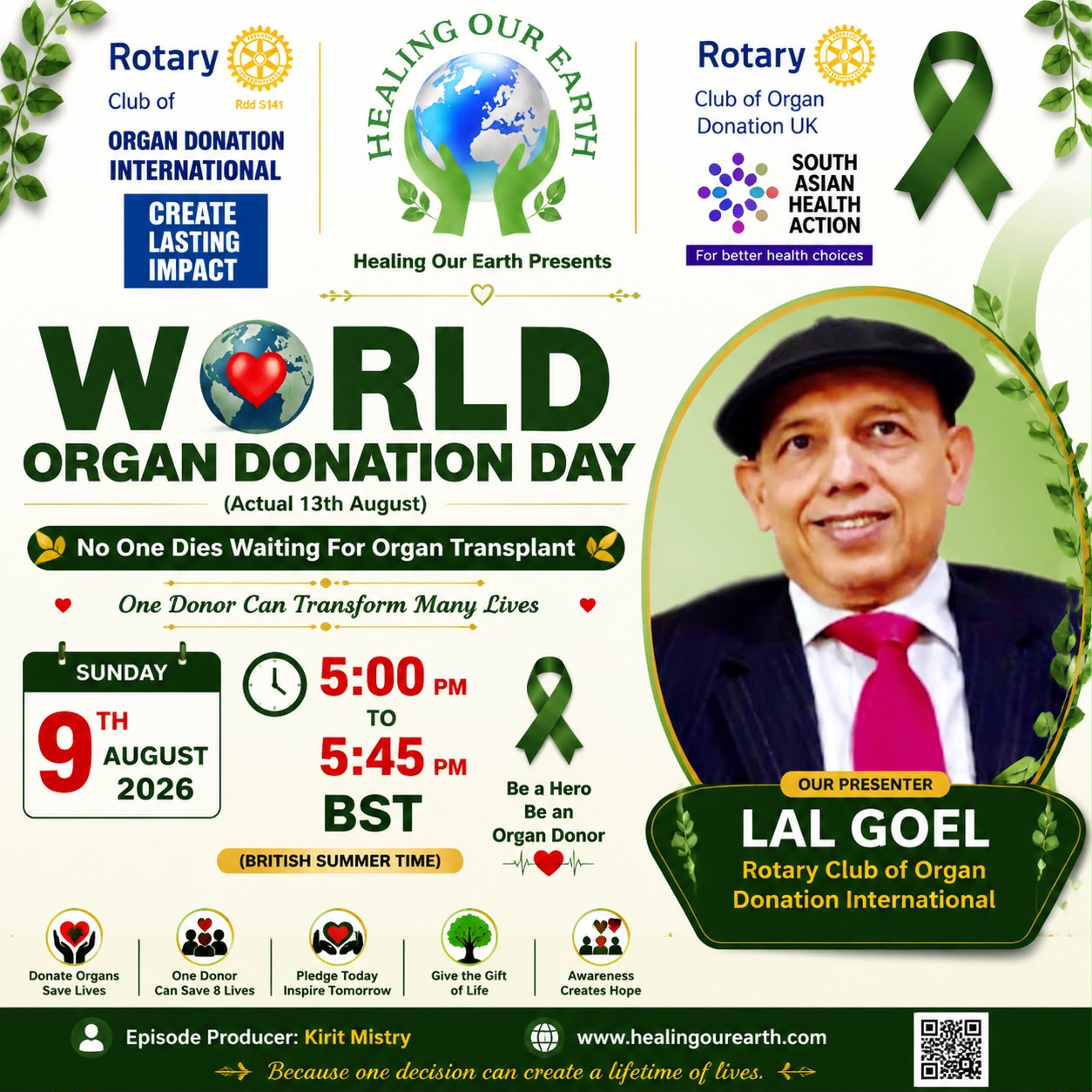 Rtn Lal Goel, Rotary Club of Organ Donation International