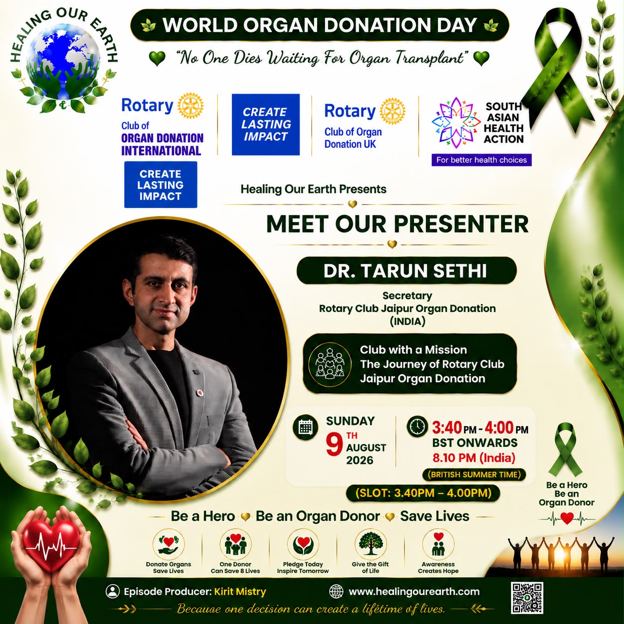 Dr Tarun Sethi, Secretary, Rotary Club Jaipur Organ Donation, India
