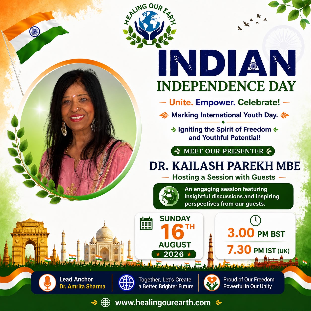 Dr Kailash Parekh MBE, speaking at Indian Independence Day 2026