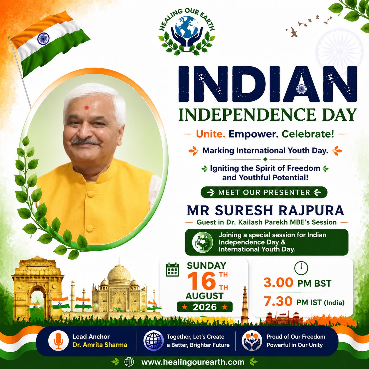 Mr Suresh Rajpura, speaking at Indian Independence Day 2026
