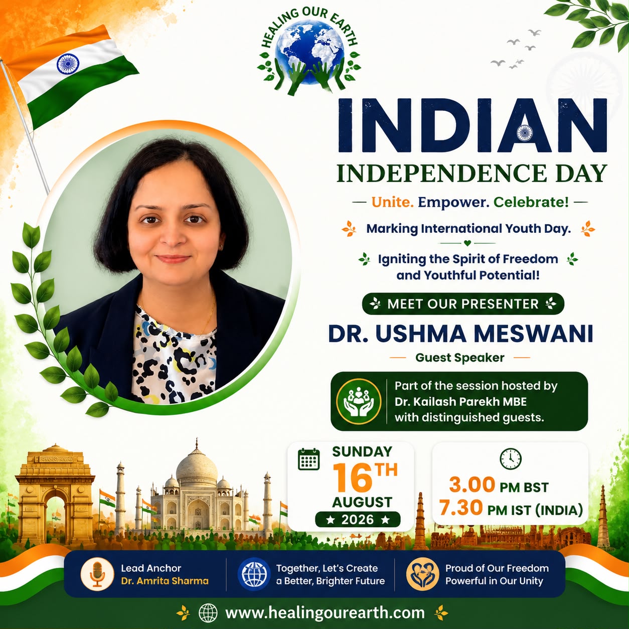 Dr Ushma Meswani, speaking at Indian Independence Day 2026