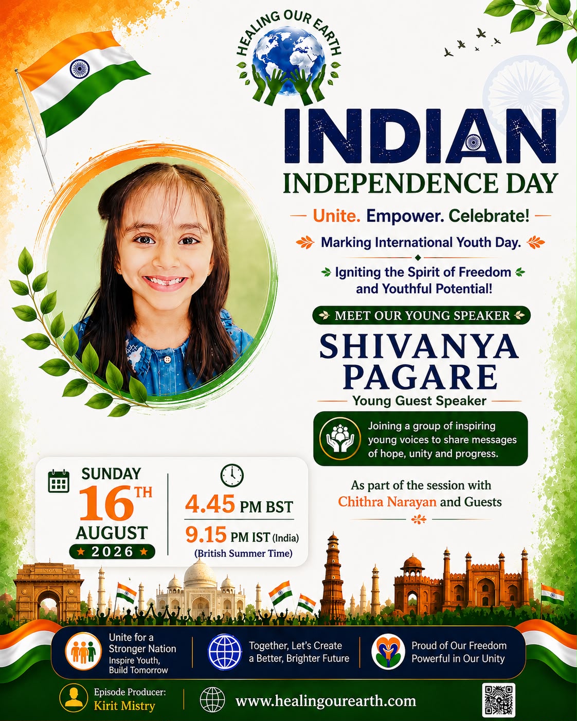 Shivanya Pagare, speaking at Indian Independence Day 2026