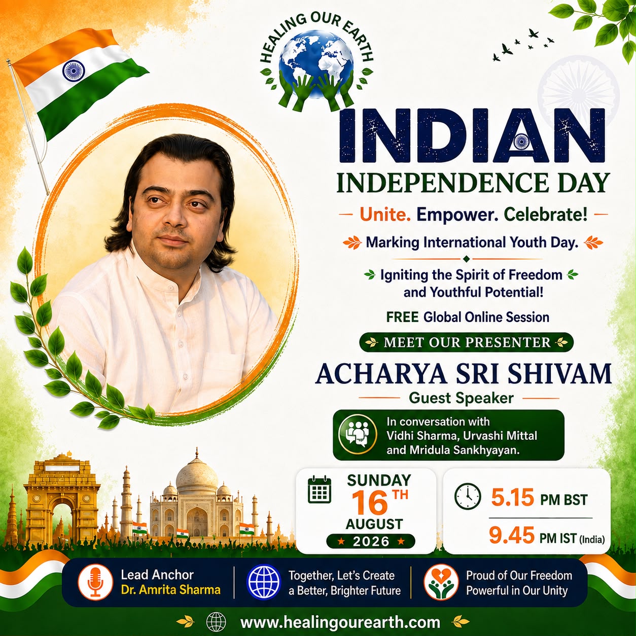 Acharya Sri Shivam, speaking at Indian Independence Day 2026