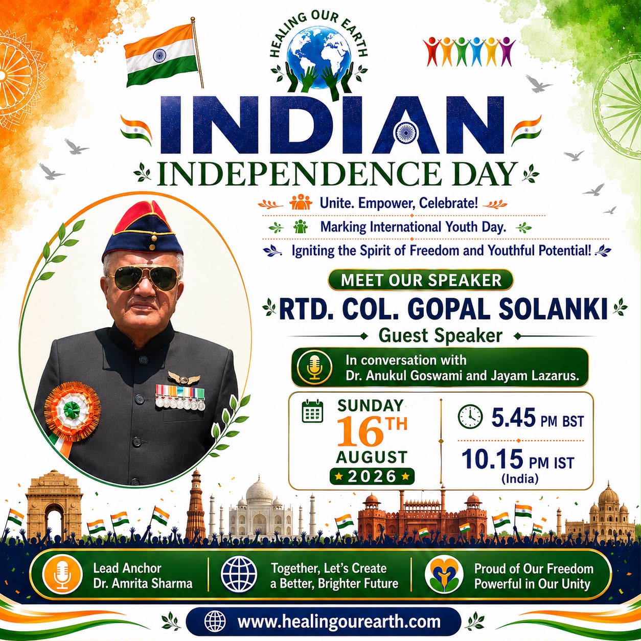 Rtd Col Gopal Solanki, speaking at Indian Independence Day 2026