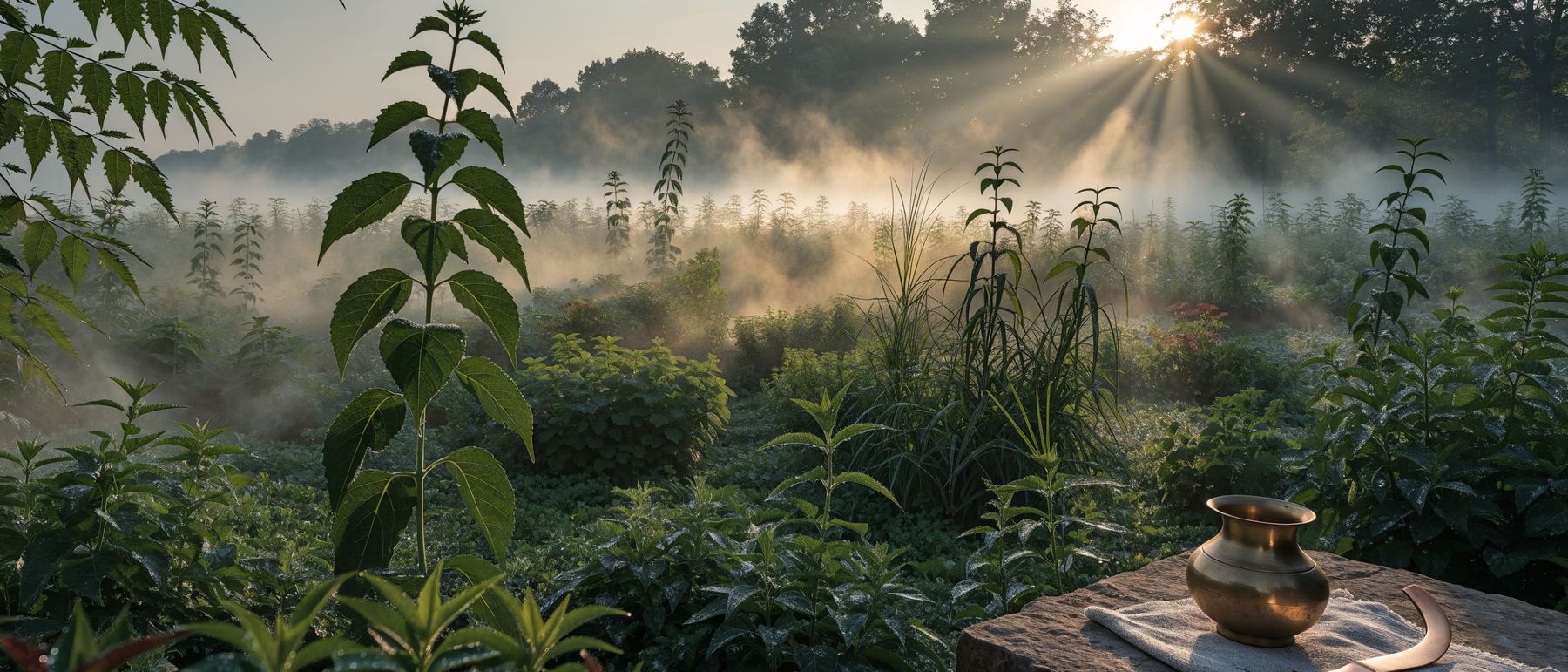 Herb garden at first light