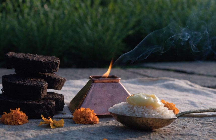 Agnihotra, and cooking in a homa atmosphere