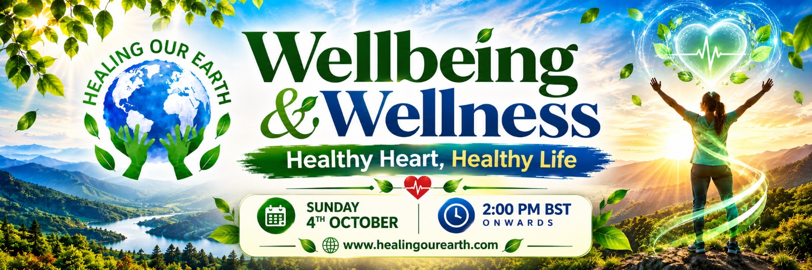 Healing Our Earth presents Wellbeing and Wellness: Healthy Heart, Healthy Life. Free global online episode, Sunday 4 October, 2pm BST onwards